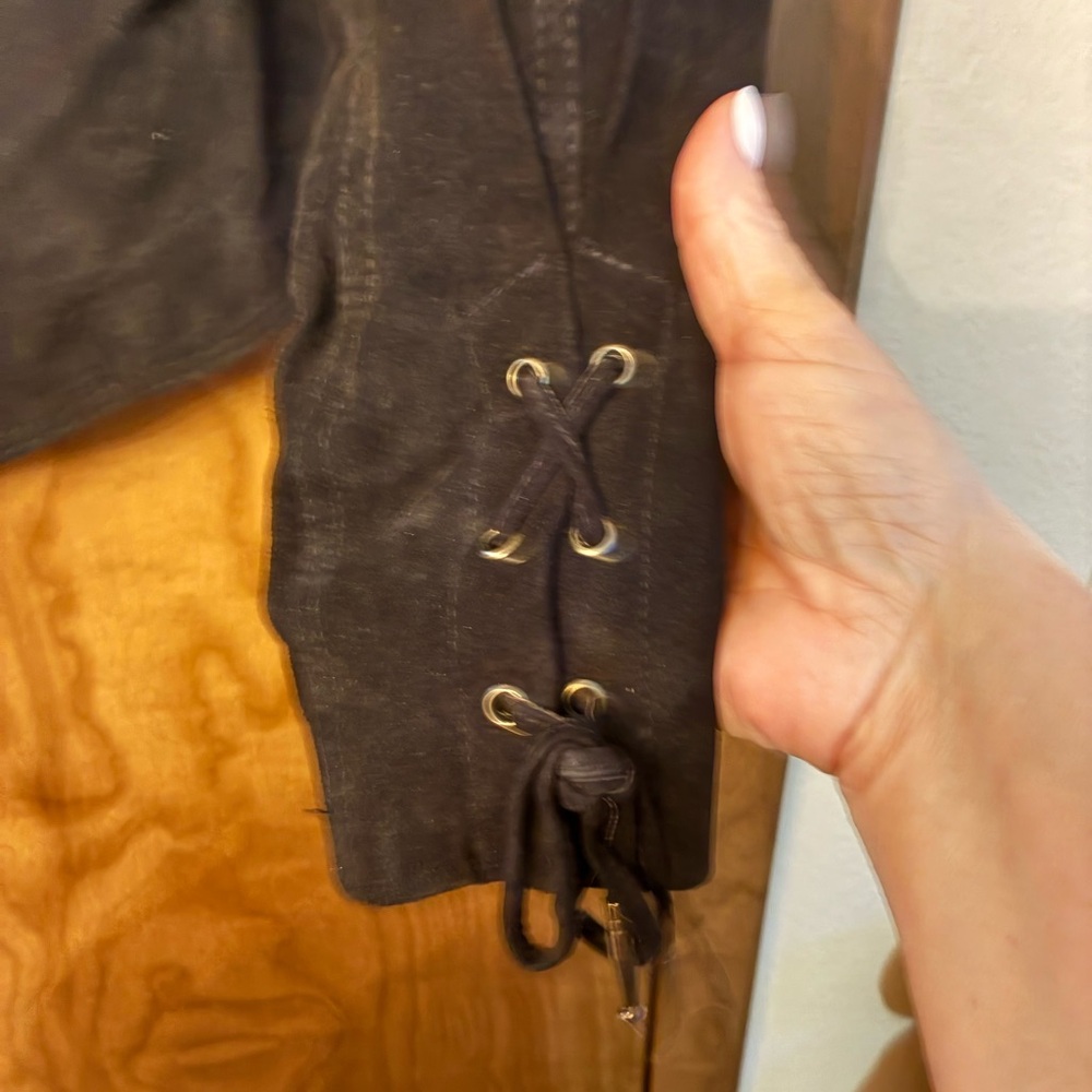 80s vintage  Black Leather Fringe Jacket - Picture 6 of 7